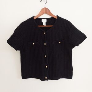 H&M Structured Knit Cardigan with Gold Buttons Size XL